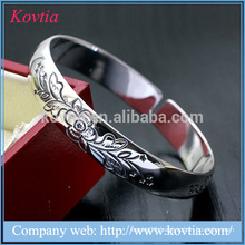 Plain silver bracelet,flower open bracelet,2015 latest design vogue jewellery bangle